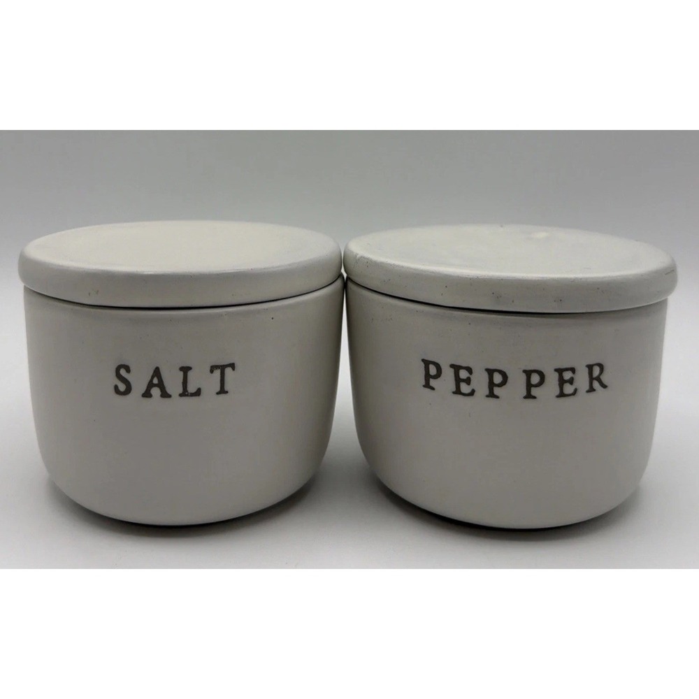 Hearth & Hand Magnolia Salt And Pepper Stoneware Cellars w/Lids. New & Retired.